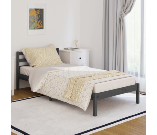 Estructura de cama de madera maciza de pino 90x200 cm gris