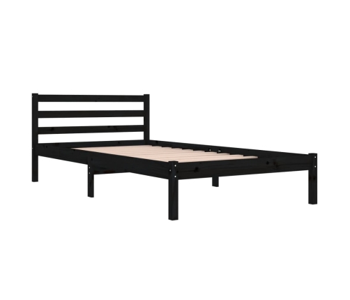 Estructura de cama sin colchón madera pino negro 100x200 cm