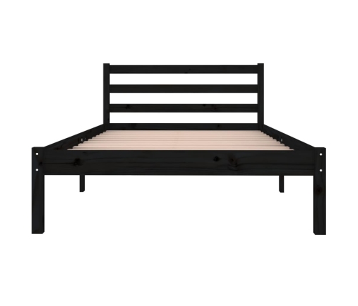 Estructura de cama sin colchón madera pino negro 100x200 cm