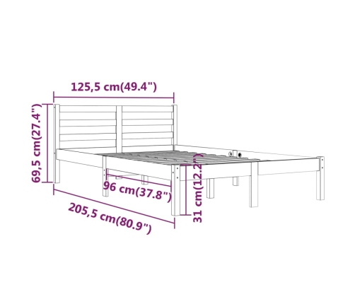 Estructura de cama sin colchón madera pino blanco 120x200 cm