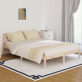 Estructura de cama sin colchón madera maciza de pino 140x200 cm