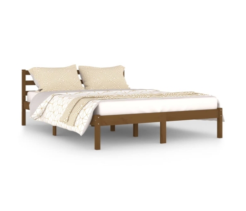 Estructura de cama madera maciza de pino marrón miel 140x200 cm