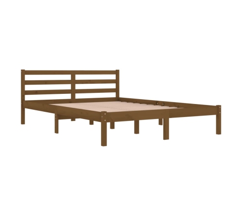 Estructura de cama madera maciza de pino marrón miel 140x200 cm