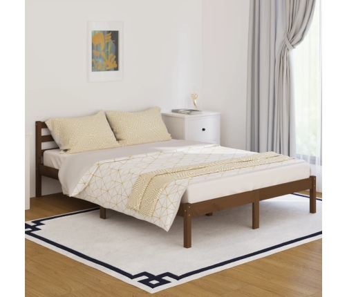 Estructura de cama madera maciza de pino marrón miel 140x200 cm