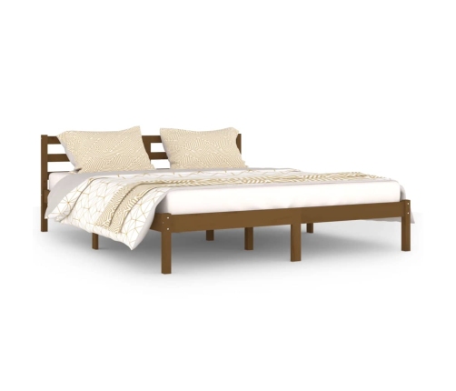 Estructura de cama madera maciza de pino marrón miel 160x200 cm