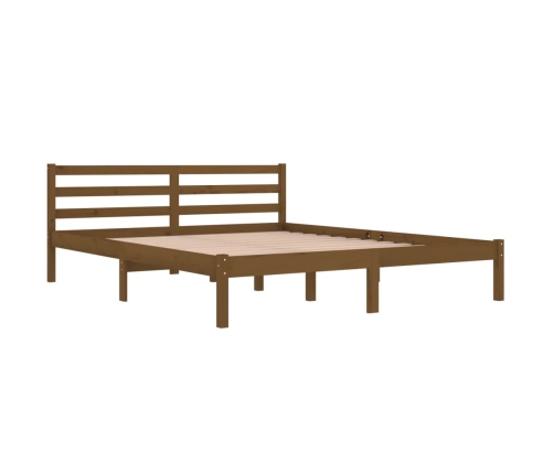 Estructura de cama madera maciza de pino marrón miel 160x200 cm