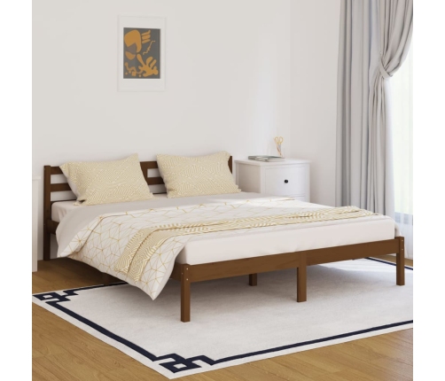 Estructura de cama madera maciza de pino marrón miel 160x200 cm