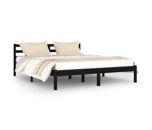 vidaXL Estructura de cama madera maciza de pino negro 160x200 cm