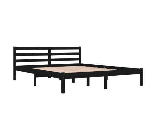 vidaXL Estructura de cama madera maciza de pino negro 160x200 cm