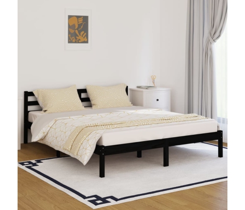 vidaXL Estructura de cama madera maciza de pino negro 160x200 cm