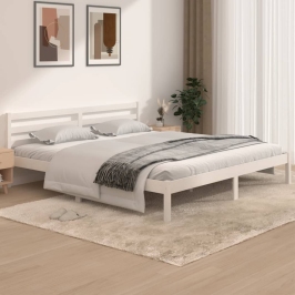 Estructura de cama doble sin colchón blanco 180x200 cm