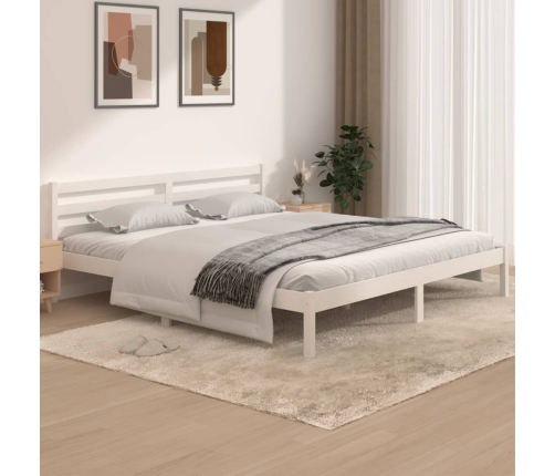 Estructura de cama doble sin colchón blanco 180x200 cm