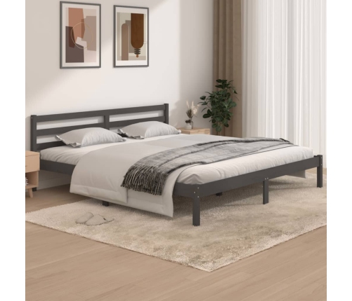 vidaXL Estructura de cama madera maciza de pino gris 180x200 cm