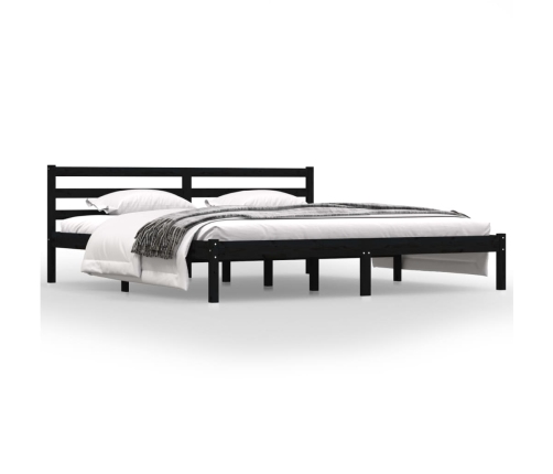 Estructura de cama madera maciza de pino negro 180x200 cm