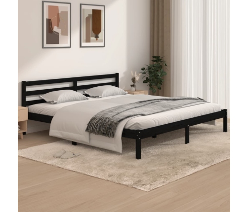 Estructura de cama madera maciza de pino negro 180x200 cm