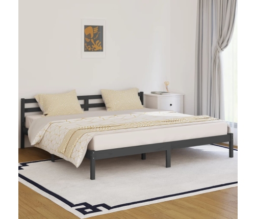 Estructura de cama sin colchón madera de pino gris 200x200 cm