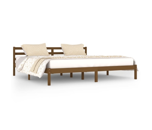 Estructura cama sin colchón madera pino marrón miel 200x200 cm