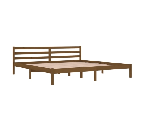 Estructura cama sin colchón madera pino marrón miel 200x200 cm