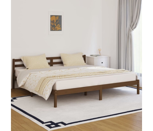 Estructura cama sin colchón madera pino marrón miel 200x200 cm