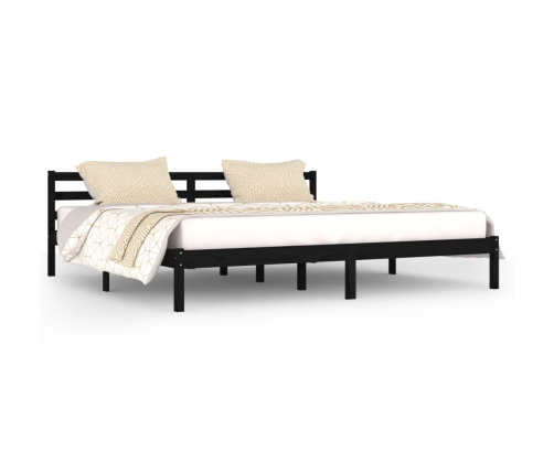 Estructura de cama madera maciza de pino negro 200x200 cm