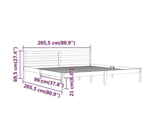 Estructura de cama madera maciza de pino negro 200x200 cm