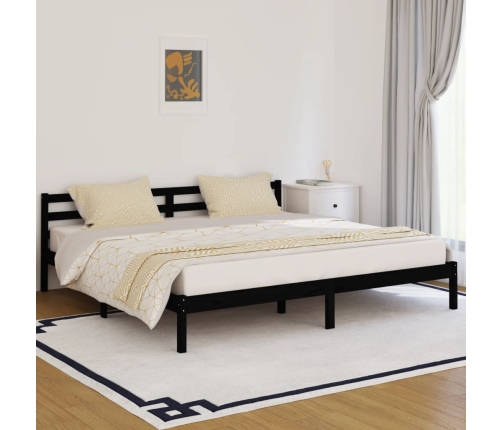 Estructura de cama madera maciza de pino negro 200x200 cm