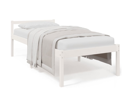 Cama de personas mayores madera maciza de pino blanca 75x190 cm