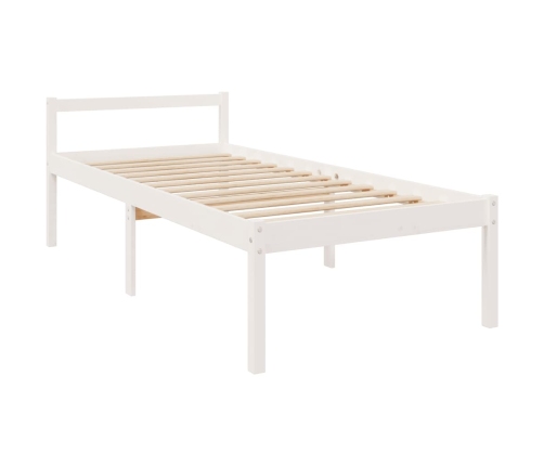 Cama de personas mayores madera maciza de pino blanca 75x190 cm