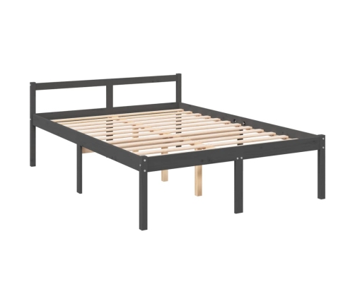 Cama para personas mayores madera maciza pino gris 135x190 cm