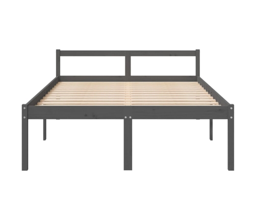 Cama para personas mayores madera maciza pino gris 135x190 cm