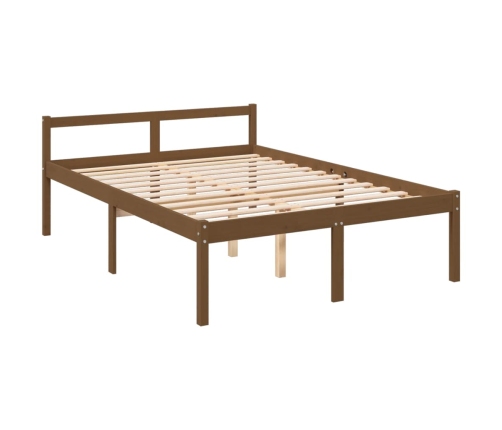 Cama para personas mayores madera maciza pino marrón 135x190 cm