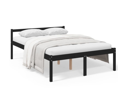 Cama para personas mayores madera maciza pino negra 135x190 cm