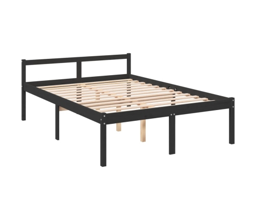 Cama para personas mayores madera maciza pino negra 135x190 cm