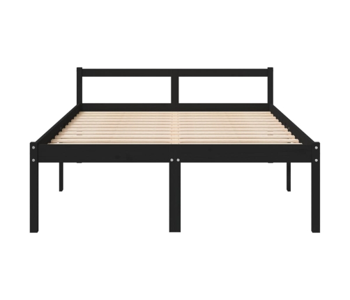 Cama para personas mayores madera maciza pino negra 135x190 cm