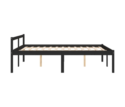 Cama para personas mayores madera maciza pino negra 135x190 cm