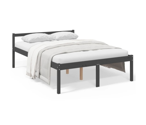 Cama para personas mayores madera maciza pino gris 140x190 cm