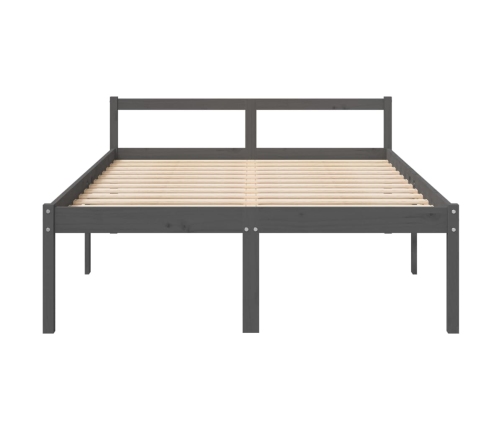 Cama para personas mayores madera maciza pino gris 140x190 cm