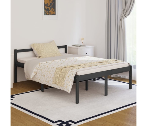 Cama para personas mayores madera maciza pino gris 140x190 cm