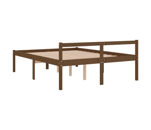 Cama senior sin colchón madera de pino marrón miel 140x190 cm