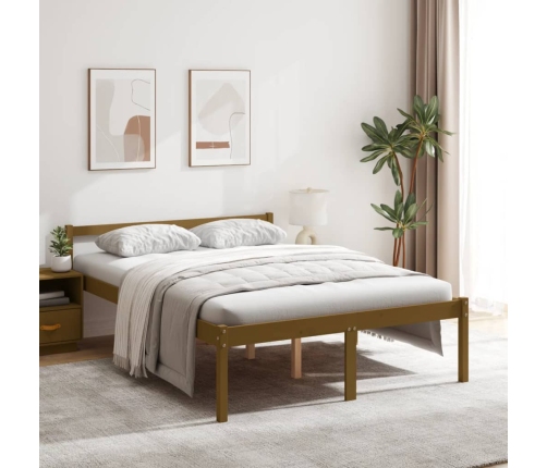 Cama senior sin colchón madera de pino marrón miel 140x190 cm