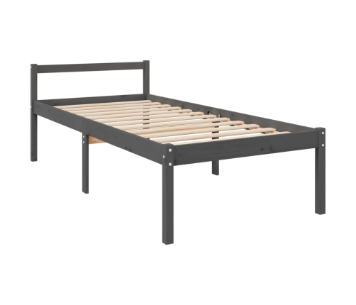 Cama para personas mayores madera maciza pino gris 100x200 cm