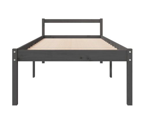 Cama para personas mayores madera maciza pino gris 100x200 cm