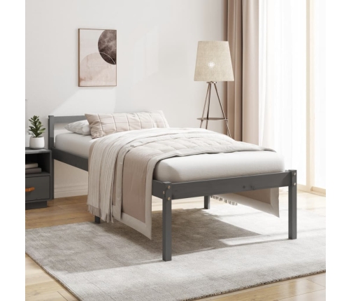 Cama para personas mayores madera maciza pino gris 100x200 cm