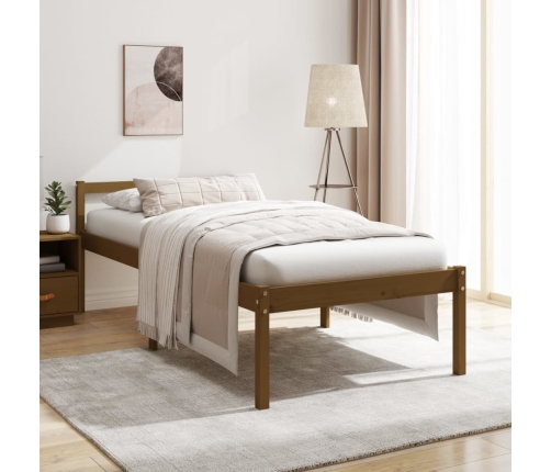 vidaXL Cama personas mayores madera maciza pino marrón miel 100x200 cm