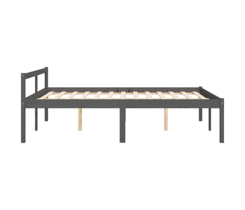 vidaXL Cama para personas mayores madera maciza pino gris 120x200 cm