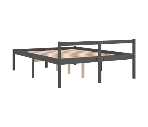 vidaXL Cama para personas mayores madera maciza pino gris 120x200 cm