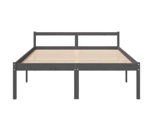 Cama para personas mayores madera maciza pino gris 150x200 cm