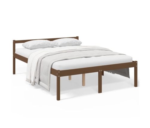 Cama personas mayores madera maciza pino marrón miel 150x200 cm