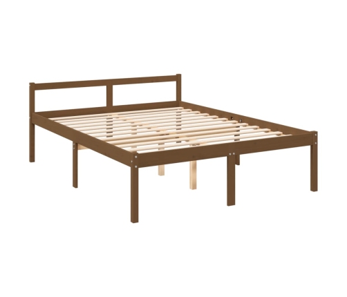 Cama personas mayores madera maciza pino marrón miel 150x200 cm