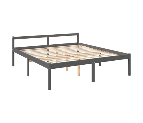 Cama senior sin colchón madera maciza de pino gris 200x200 cm